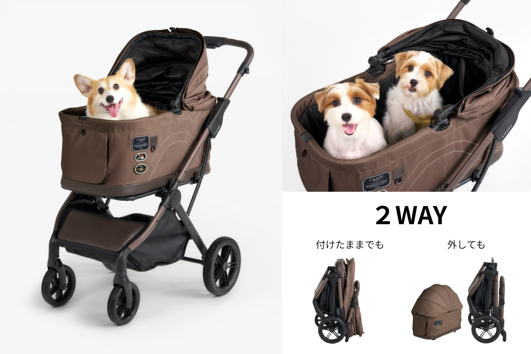 キャビンを付けたまま畳める 中型犬対応ペットカート『FikaGO TOGGLE