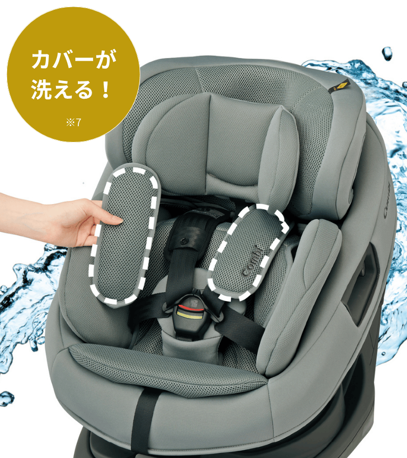 回転も着脱も、グリップだけで。新生児から使えるチャイルドシート