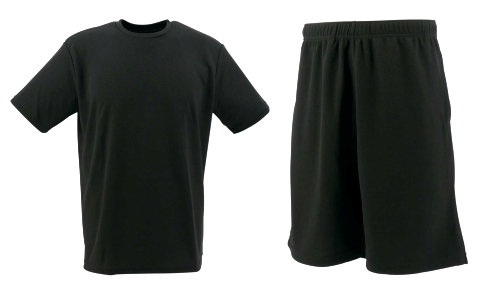 ④メッシュクルーネック半袖Tシャツ_メッシュショートパンツ