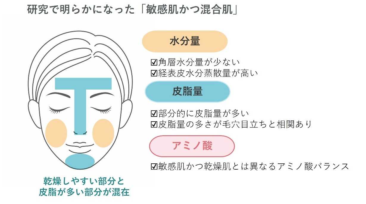 乾燥するのに、べたつき・毛穴も気になる「敏感肌かつ混合肌」の特徴を多面的に解析