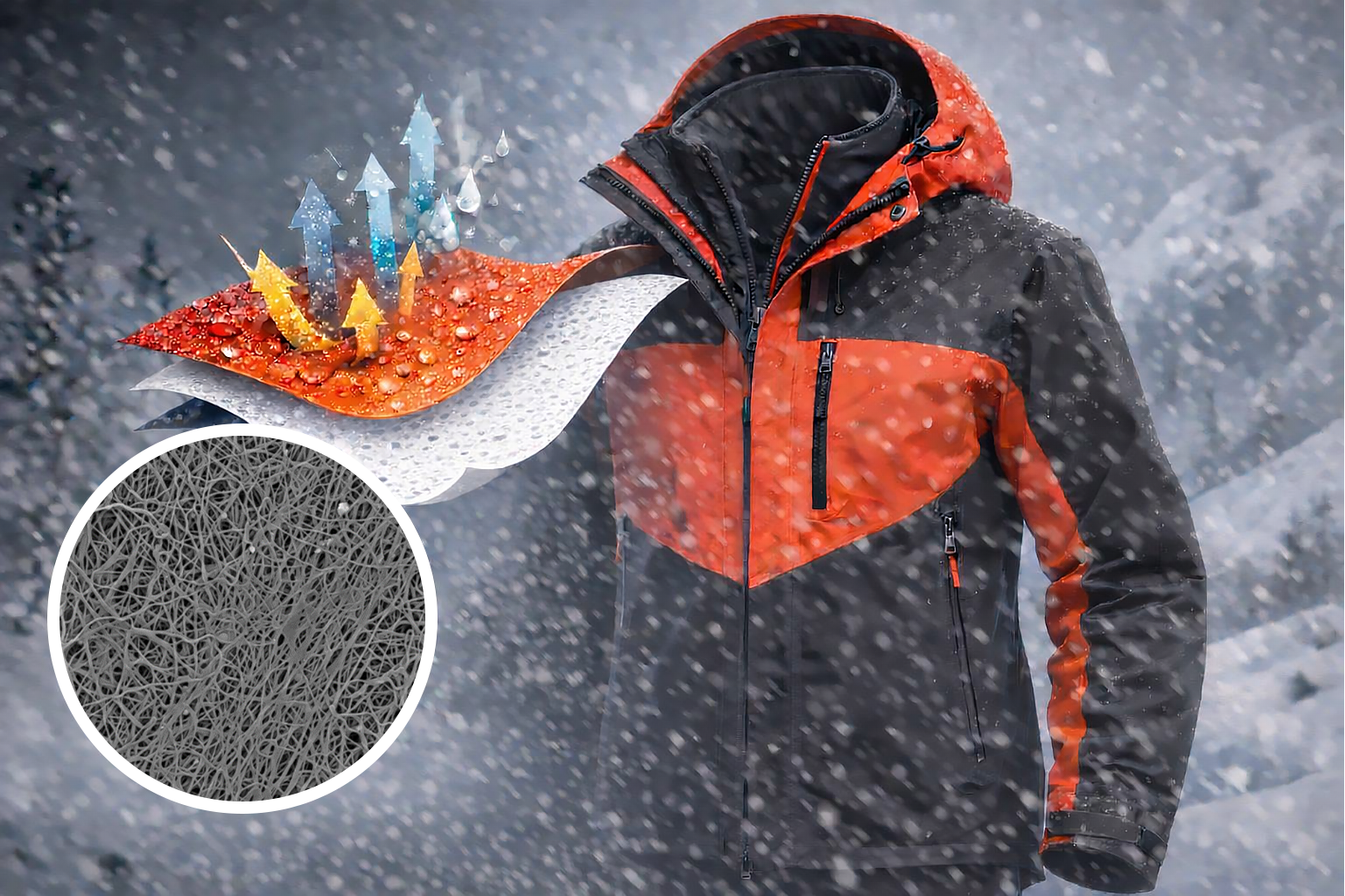 BASF release photo - Outdoor jacket by Niber Technologies made with newly developed FreeflexRE 130 TPU based electrospun nano membrane