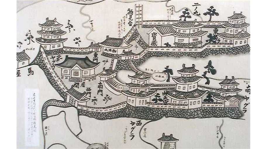 香川元太郎氏のラフスケッチで引田城跡がデジタル復元